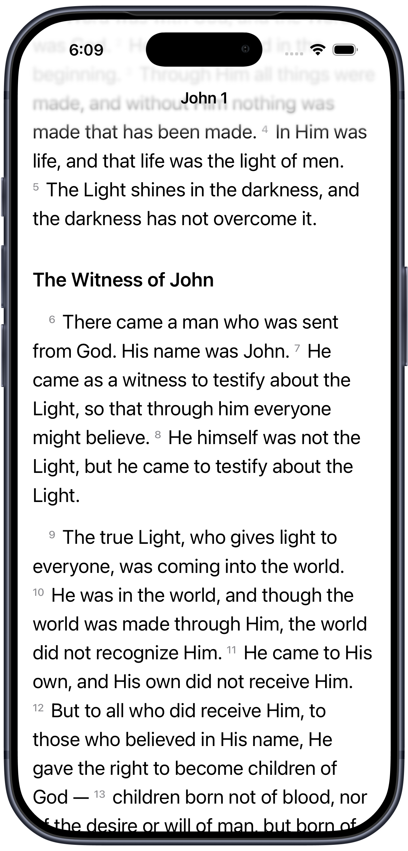 A full chapter of Scripture in the Simply Scripture reading view